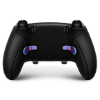 Back view of custom DualSense Edge controller with purple rear paddles
